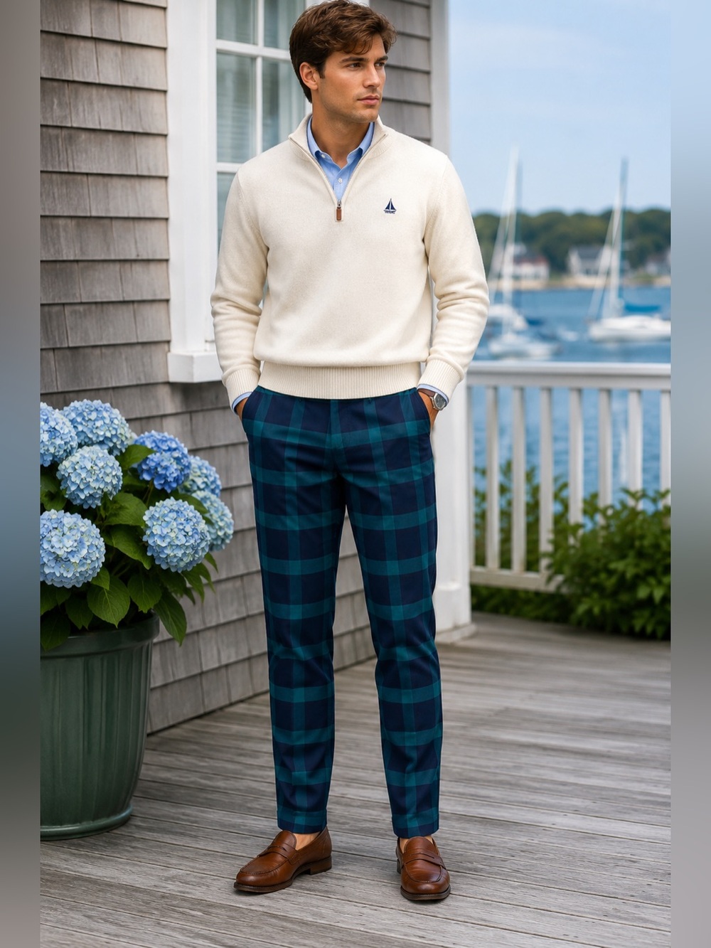 Castaway Nantucket Buffalo Plaid Chino Pants 35 x 32 Preppy Nantucket Coastal